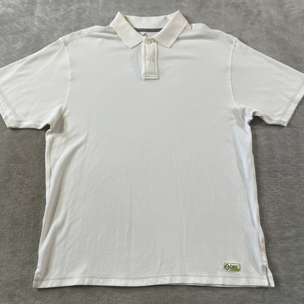 Tasc Performance Polo Shirt Mens Small White Organic Bamboo Short Sleeve Light